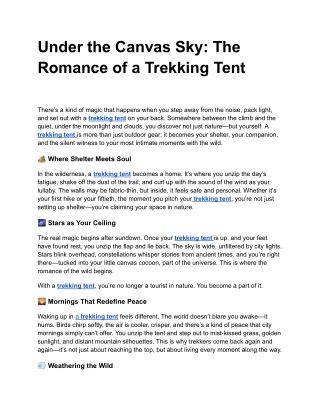 Under the Canvas Sky: The Romance of a Trekking Tent