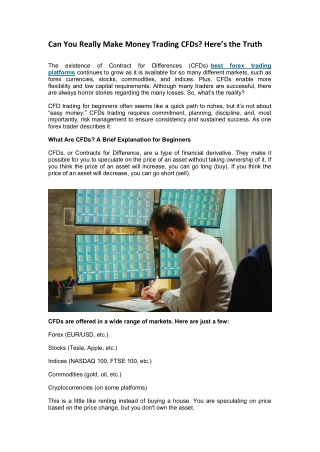 Can You Really Make Money Trading CFDs Here’s the Truth