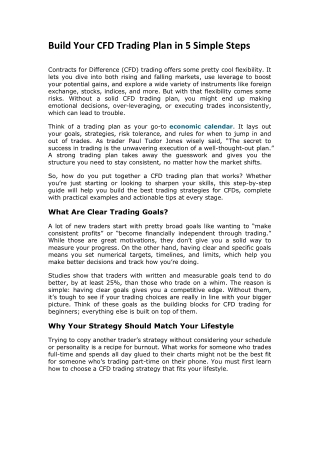 Build Your CFD Trading Plan in 5 Simple Steps