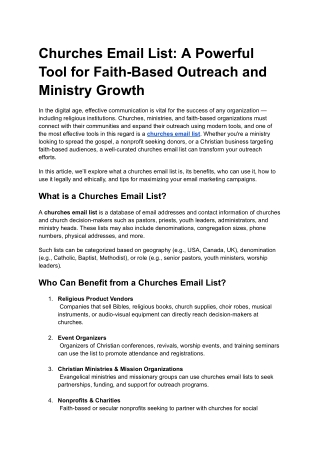 Churches Email List: A Powerful Tool for Faith-Based Outreach and Ministry Growt