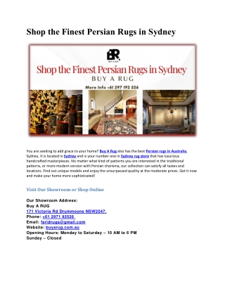 Shop the Finest Persian Rugs in Sydney