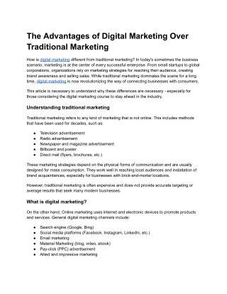 The Advantages of Digital Marketing Over Traditional Marketing