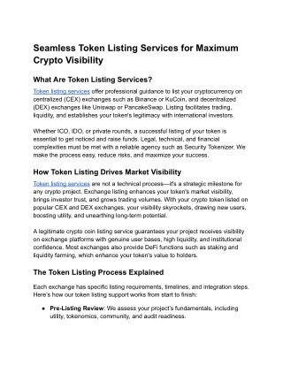 seamless token listing services for maximum