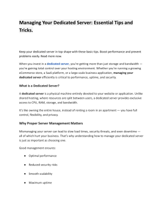 managing your dedicated server essential tips
