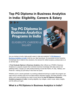 Top PG Diploma in Business Analytics in India_ Eligibility, Careers & Salary