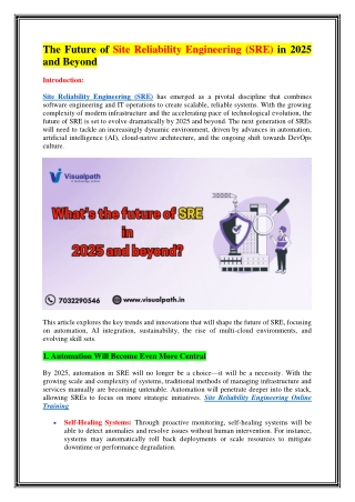 Top SRE Training in Hyderabad - SRE Certification Course for Career Growth