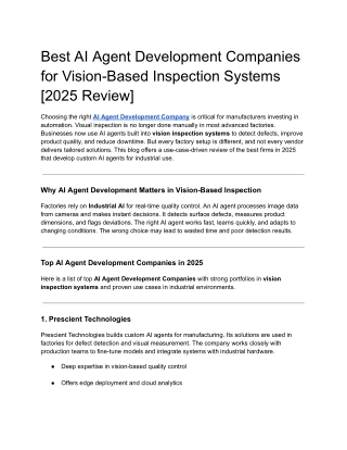 Best AI Agent Development Companies for Vision-Based Inspection Systems [2025 Review]
