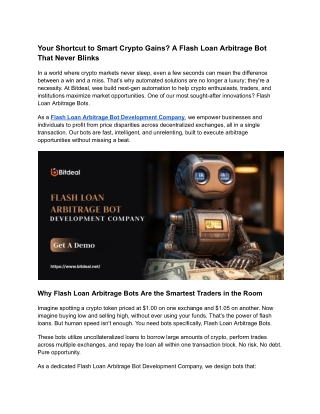 Your Shortcut to Smart Crypto Gains A Flash Loan Arbitrage Bot That Never Blinks