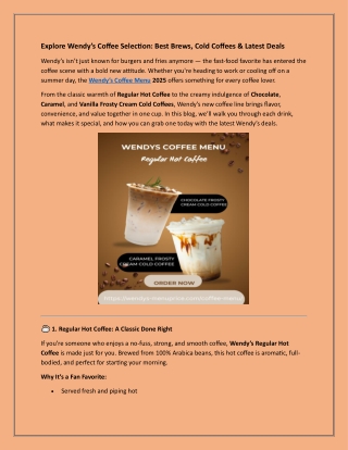 Explore Wendy’s Coffee Selection: Best Brews, Cold Coffees & Latest Deals