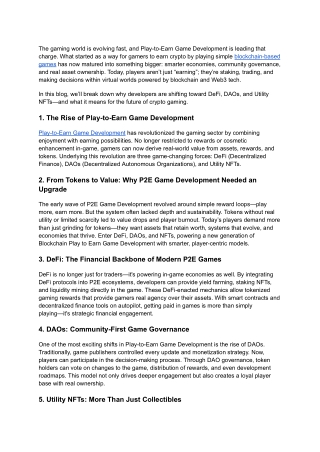 Why Play-to-Earn Game Development is Shifting Toward DeFi, DAOs, and Utility NFTs