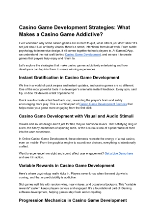 Casino Game Development Strategies What Makes a Casino Game Addictive