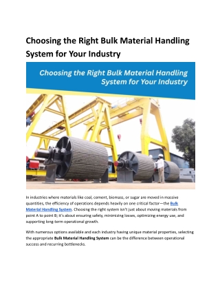 choosing the right bulk material handling system