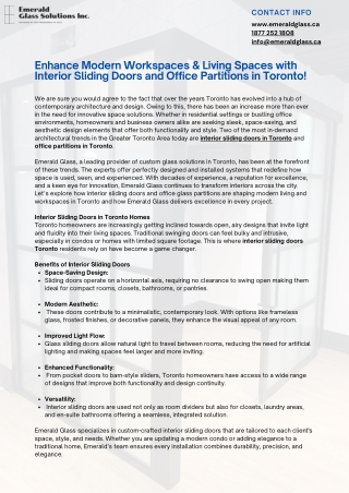 Custom Interior Sliding Doors and Office Partitions in Toronto