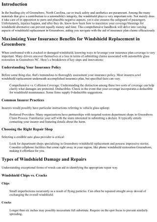 Maximizing Your Insurance Benefits for Windshield Replacement in Greensboro