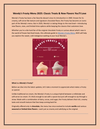 Wendy’s Frosty Menu 2025: Classic Treats & New Flavors You’ll Love