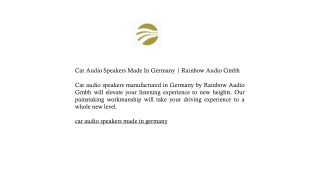 Car Audio Speakers Made In Germany | Rainbow Audio Gmbh