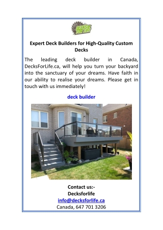 Expert Deck Builders for High-Quality Custom Decks