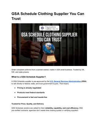 GSA Schedule Clothing Supplier