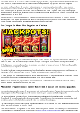 Descubre Los Tipos De Juegos De Casino - Los Más Destacados Juegos de Casino