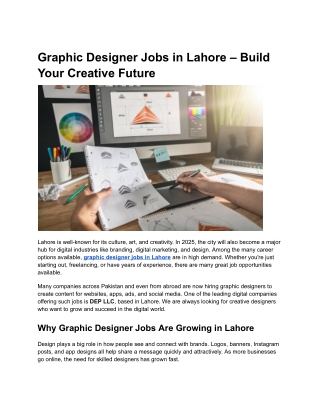 Graphic Designer Jobs in Lahore – Build Your Creative Future