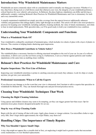 Belmont's Best Practices for Windshield Maintenance and Care
