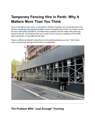 Temporary Fencing Hire in Perth: Why It Matters More Than You Think