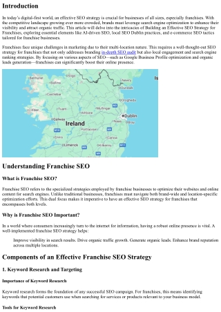 Building an Effective SEO Strategy for Franchises