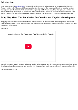 Baby Play Mats: The Foundation for Creative and Cognitive Development