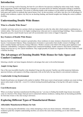 The Advantages of Choosing Double Wide Homes for Sale: Space and Comfort Combine