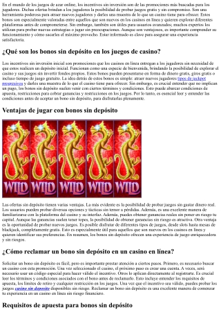 Juegos De Casino Que Dan Bono Sin Deposito - Descubre Las Mejores Opciones Sin I