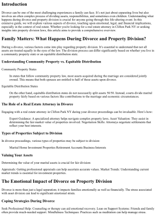 Family Matters: What Happens During Divorce and Property Division?