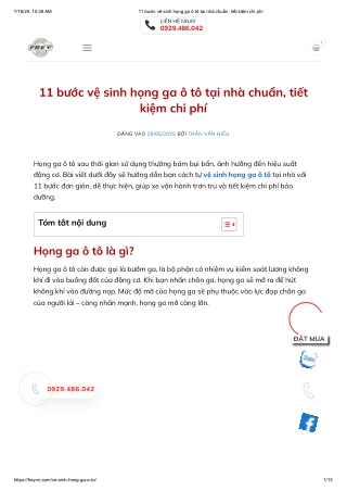 11 bước vệ sinh họng ga ô tô tại nhà chuẩn, tiết kiệm chi phí