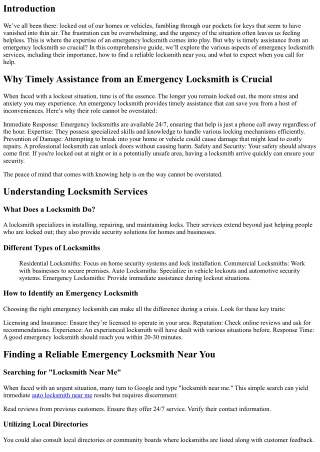 The significance of having an emergency locksmith