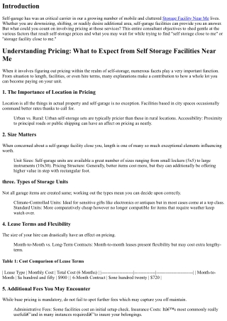 Understanding Pricing: What to Expect from Self Storage Facilities Near Me