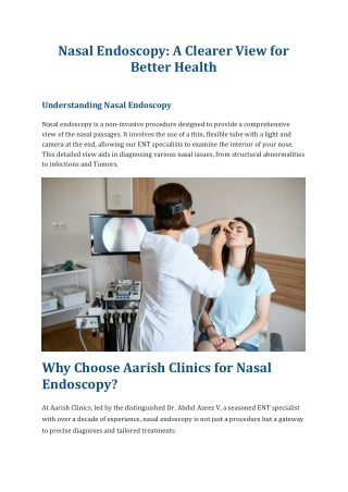 nasal endoscopy a clearer view for better health