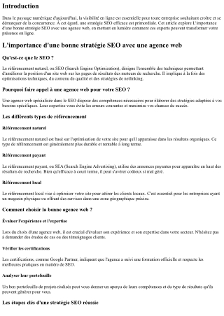 L'importance d'une bonne stratégie SEO avec une agence web
