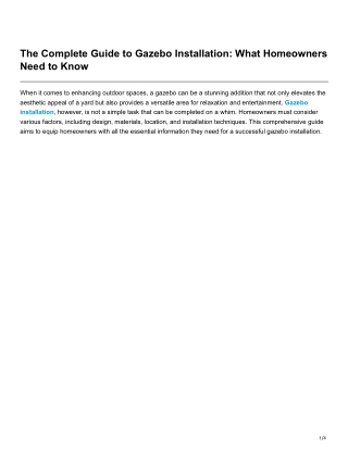 The Complete Guide to Gazebo Installation What Homeowners Need to Know