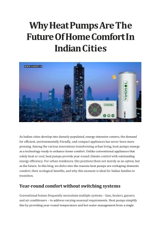 Why Heat Pumps Are The Future Of Home Comfort In Indian Cities