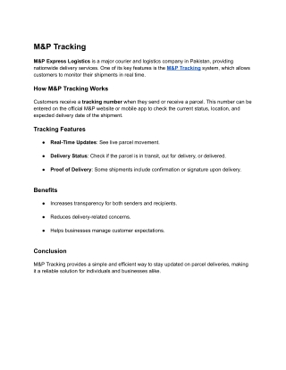 M&P Tracking