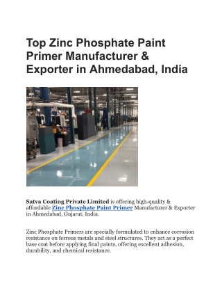Top Zinc Phosphate Paint Primer Manufacturer & Exporter