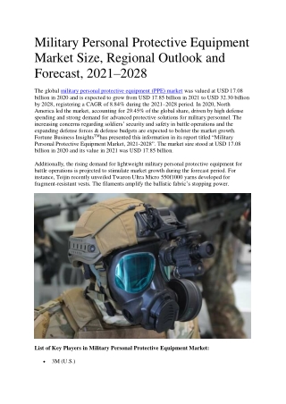 Military Personal Protective Equipment Market