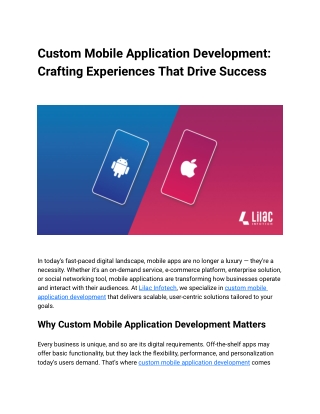 Custom Mobile Application Development_ Crafting Experiences That Drive Success