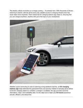 Charge Anywhere, Anytime with the Best EV Charging Stations App
