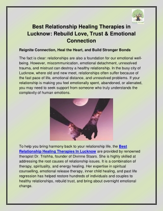 Best Relationship Healing Therapies In Lucknow