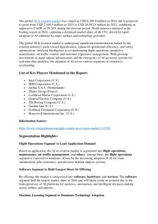 AI in Aviation Market: Key Upcoming Trends Shaping the Industry 2025-2032