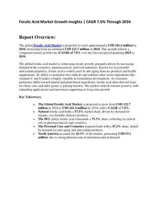 Ferulic Acid Market Highlights | Size, Growth, and Key Drivers