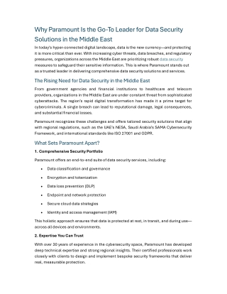 Why Paramount Is the Go-To Leader for Data Security Solutions in the Middle East