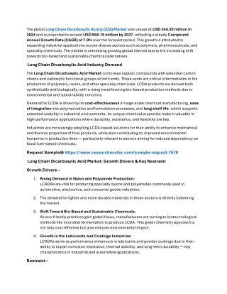 Long Chain Dicarboxylic Acid Market Overview 2025 and Forecast till 2037