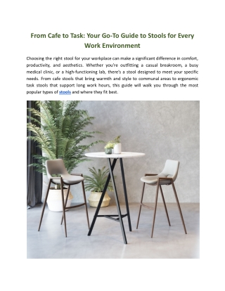 From Cafe to Task: Your Go-To Guide to Stools for Every Work Environment