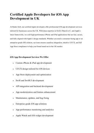 Certified Apple Developers for iOS App Development in the UK